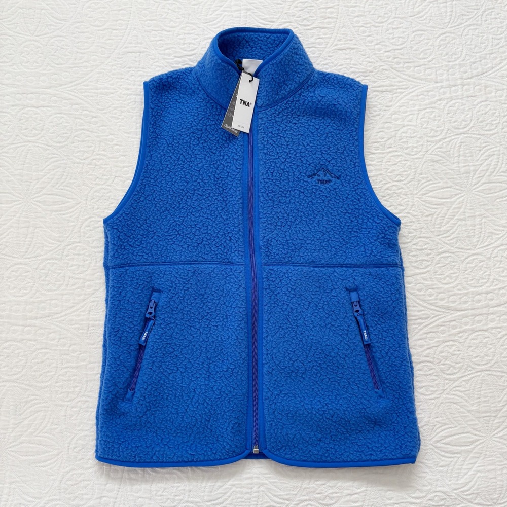 Aritzia TNA Polartec Thermal Pro Fleece Mockneck Vest, Royal Blue Sz XS